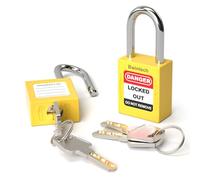 Bwintech 2 Pcs 38MM Clé différente Cadenas de sécurité jaune à clé pour les postes de consignation et les dispositifs de consignation