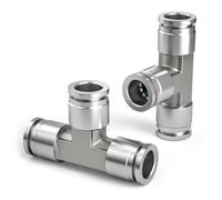 Bwintech 2 Pcs 6mm Té 3 Voies Raccord Rapide Pneumatique, 3 Voies en Acier Inoxydable pour Adaptateur d'Air PE