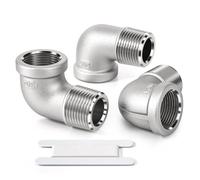 Bwintech 3 Pcs 90 degrés 3/8 "femelle à 3/8" mâle BSP en acier inoxydable 304 raccord coudé raccord pour la conversion de connexion de tuyau
