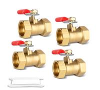 Bwintech 4 Pcs 1/4" Female BSP à 1/4" Female BSP Valvole a sfere pesanti in ottone Mini Valvola a 180 gradi di chiusura a manopola Manopola per raccordi tubi