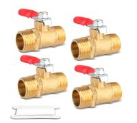 Bwintech 4 Pcs 3/8" Male BSP à 3/8" Male BSP Valvole a sfere pesanti in ottone Mini Valvola a 180 gradi di chiusura a manopola Manopola per raccordi tubi