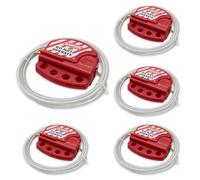 Bwintech 5 Pcs Câble d'acier de consignation ajustable rouge pour les applications de consignation, fonctionne avec des cadenas de sécurité