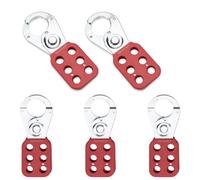 Bwintech 5 Pcs Moraillon de consignation en acier à mâchoires rouges Moraillon de consignation pour cadenas, avec 6 trous d'interverrouillage