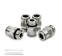 Bwintech 5 Pcs Tubes 8mm OD x filetage mâle 1/4" BSP avec joint torique Raccord pneumatique à verrouillage poussé droit en laiton nickelé