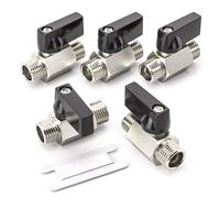 Bwintech 5 pièces 1/4 "BSP mâle x mâle nickelé laiton Mini robinet à boisseau sphérique
