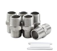 Bwintech 6 pièces 1/8" mâle vers 1/8" mâle BSP en acier inoxydable 304 Raccord à embout hexagonal，Pour la conversion des raccords de tuyauterie