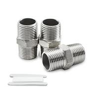 Bwintech 6 pièces 3/8" mâle vers 3/8" mâle BSP en acier inoxydable 304 Raccord à embout hexagonal，Pour la conversion des raccords de tuyauterie