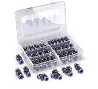 Bwintech Lot de 46 raccords pneumatiques rapides de 10 mm pour tubes à air (connecteur droit/coudé/te/répartiteur de 10 mm et connecteur réducteur 6-10,8-10,10-12 mm)