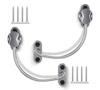 Bwintech Lot de 5 entrebâilleurs de fenêtre chromés sans clé, câble de sécurité en UPVC, limite les espaces ouverts pour garder les enfants en sécurité et éviter les blessures et le vol