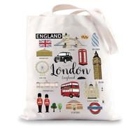 BWKTOP London Sac fourre-tout en toile - Cadeaux souvenirs de Londres - Sac à bandoulière et sac de voyage, london, 14.56 inches (L) x 12.59 (W)