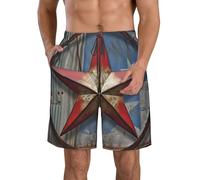 BWLHJKE American Wastern Texas Star Short de bain pour homme à séchage rapide avec poches, blanc, Medium