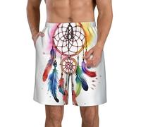 BWLHJKE Aquarelle Dream Catcher Short de bain pour homme Séchage rapide avec poches Cordon de serrage Short de plage Maillot de bain, blanc, Small