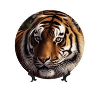 BWLHJKE Assiette décorative en porcelaine anglaise avec image de tigre du Bengale - Assiettes à dîner personnalisées en porcelaine avec présentoir - Assiette décorative en céramique pour décoration