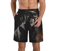 BWLHJKE Black Labrador Short de bain pour homme à séchage rapide avec poches et cordon de serrage, blanc, Large