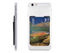 BWLHJKE Brook Trout Fly Fishing Portefeuille pour téléphone - Porte-cartes de crédit adhésif pour l'arrière de l'étui de téléphone, pochette en cuir pour carte d'identité - Poche pour téléphone à