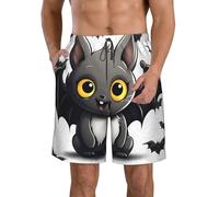 BWLHJKE Cute Bat Short de bain pour homme à séchage rapide avec poches et cordon de serrage, blanc, Medium