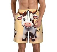 BWLHJKE Cute Cow Short de bain pour homme à séchage rapide avec poches et cordon de serrage, blanc, Large