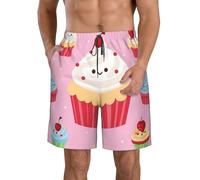 BWLHJKE Cute Cupcake Short de bain pour homme à séchage rapide avec poches et cordon de serrage, blanc, X-Large