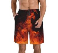 BWLHJKE Dancing Fire Short de bain pour homme à séchage rapide avec poches et cordon de serrage, blanc, Medium