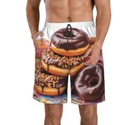BWLHJKE Donuts Chocolate Short de bain pour homme à séchage rapide avec poches et cordon de serrage, blanc, X-Large