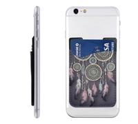 BWLHJKE Dream Catcher Portefeuille pour téléphone - Porte-cartes de crédit adhésif pour l'arrière de l'étui de téléphone, pochette en cuir pour carte d'identité, poche à coller, excellent rangement