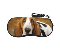 BWLHJKE Étui à lunettes avec fermeture éclair rigide et crochet pour basset hound