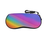 BWLHJKE Étui à lunettes esthétique arc-en-ciel avec fermeture éclair et coque rigide pour lunettes de soleil, étui portable de voyage avec crochet