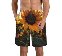 BWLHJKE Farm Sunflower Short de bain pour homme à séchage rapide avec poches et cordon de serrage, Blanc, XXL
