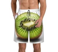 BWLHJKE Green Kiwi Short de bain pour homme à séchage rapide avec poches et cordon de serrage, blanc, XX-Large