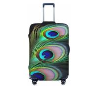 BWLHJKE Housse de bagage de voyage pour valise, approuvée par la TSA, lavable, élastique, housse de valise en plumes de paon vertes, housse de bagage anti-rayures pour bagages de 55,9 à 61 cm, Noir ,