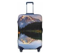 BWLHJKE Housse de bagage de voyage pour valise, approuvée par la TSA, protection élastique lavable, motif montagnes et lacs, housse anti-rayures pour bagages de 55,9 à 61 cm, Noir , M