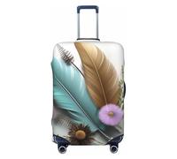 BWLHJKE Housse de bagage de voyage pour valise, approuvée TSA, lavable, élastique, housse de valise à plumes et fleurs, housse de bagage anti-rayures pour bagages de 55,9 à 61 cm, Noir , S
