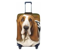 BWLHJKE Housse de bagage de voyage pour valise, approuvée TSA, lavable, élastique, housse de valise de basset hound anti-rayures, convient aux housses de bagages de 55,9 à 61 cm, Noir , L