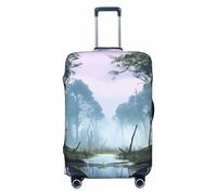 BWLHJKE Housse de bagage de voyage pour valise, approuvée TSA, lavable, élastique, housse de valise de paysage marais, housse de bagage anti-rayures pour bagages de 55,9 à 61 cm, Noir , M