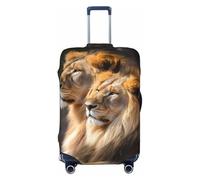 BWLHJKE Housse de bagage de voyage pour valise, approuvée TSA, lavable, élastique, housse de valise deux lions anti-rayures pour bagages de 55,9 à 61 cm, Noir , S