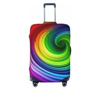 BWLHJKE Housse de bagage de voyage pour valise, approuvée TSA, lavable, élastique, housse de valise en spirale arc-en-ciel anti-rayures pour bagages de 55,9 à 61 cm, Noir , S