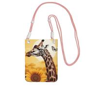 BWLHJKE Mini sac à bandoulière imperméable pour téléphone portable et femme avec sangle réglable - Motif girafe et tournesol - Rose - Taille unique
