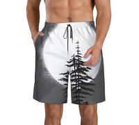 BWLHJKE Moon Pine Tree Short de bain pour homme à séchage rapide avec poches et cordon de serrage, Blanc, L