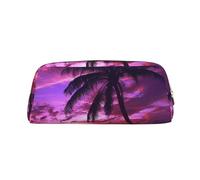 BWLHJKE Palmier Violet Coucher de Soleil Trousse de Maquillage pour Femmes Hommes Voyage Trousse de Toilette Esthétique Porte-Monnaie Pochette Grand Crayon Cas, doré, Taille unique