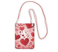 BWLHJKE Petit sac à bandoulière imperméable pour téléphone portable avec sangle réglable - Motif Saint-Valentin - Pour téléphone portable - Rose - Taille unique