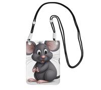 BWLHJKE Petit sac à bandoulière pour téléphone portable et femme - Motif rat gris - Imperméable - Noir - Taille unique