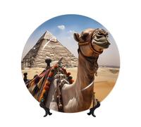 BWLHJKE Pyramid Camel Assiette décorative en porcelaine anglaise avec image - Assiettes à dîner personnalisées en porcelaine avec présentoir - Assiette décorative en céramique pour décoration murale