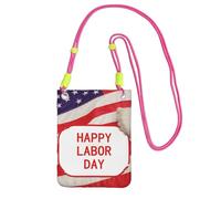 BWLHJKE Sac à bandoulière Happy Labor Day pour téléphone portable et homme - Étanche - Mini sac à main pour téléphone portable - Petit sac à bandoulière avec sangle réglable - Pochette de voyage pour