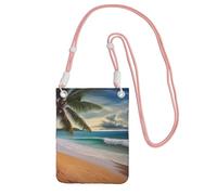 BWLHJKE Sac à bandoulière imperméable avec sangle réglable pour téléphone portable, motif cocotier, plage de sable, sac à main, sac à main, sac à bandoulière pour téléphone portable, rose, 1