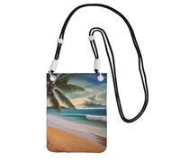 BWLHJKE Sac à bandoulière imperméable avec sangle réglable pour téléphone portable, motif cocotier, plage de sable, sac à main, sac à main, sac à bandoulière, pochette de voyage pour téléphone