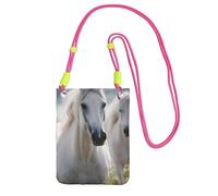 BWLHJKE Sac à bandoulière pour téléphone portable et femme - Motif chevaux blancs - Étanche - Petit sac à bandoulière avec sangle réglable - Pochette de voyage pour téléphone portable