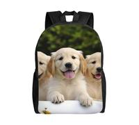 BWLHJKE Sac à dos de voyage pour femme et homme - Grand sac à dos imperméable et décontracté - Motif chiots Golden Retriever