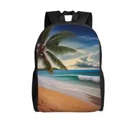 BWLHJKE Sac à dos de voyage pour femme et homme - Motif cocotier - Plage de sable - Pour ordinateur portable - Grand sac à dos étanche et décontracté
