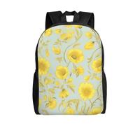 BWLHJKE Sac à dos de voyage pour femme et homme - Motif fleur jaune - Grand sac à dos étanche et décontracté