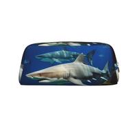 BWLHJKE Sac de maquillage deux requins blancs pour femmes hommes voyage trousse de toilette esthétique pochette portefeuille grande trousse, golden/e, One size